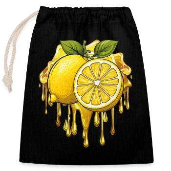 lemon - Closable cotton gift bag (25x30cm) - black - Front