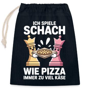 Schach Und Pizza Extra Käse Schachspieler - Verschließbarer Geschenkbeutel aus Baumwolle (25x30cm) - Navy - Vorne