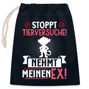 Tierschutz STOPPT TIERVERSUCHE NEHMT MEINEN EX - Verschließbarer Geschenkbeutel aus Baumwolle (25x30cm) - Navy - Vorne