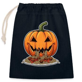 Halloween Pumpkin Head with Spaghetti - Closable cotton gift bag (25x30cm) - navy - Front