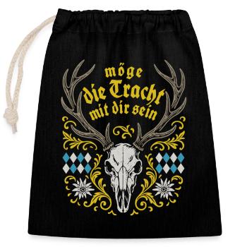 Möge die Tracht mit dir sein - Festzelt & Gaudi - Verschließbarer Geschenkbeutel aus Baumwolle (25x30cm) - Schwarz - Vorne