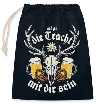 Möge die Tracht mit dir sein - Festzelt & Gaudi - Verschließbarer Geschenkbeutel aus Baumwolle (25x30cm) - Navy - Vorne