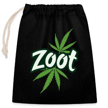 Zoot Cannabis Leaf 420 Stoner Grafik - Verschließbarer Geschenkbeutel aus Baumwolle (25x30cm) - Schwarz - Vorne