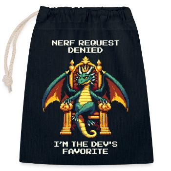Favori des développeurs | Dragon - Sac cadeau en coton avec cordon (25 x 30 cm) - bleu marine - Devant