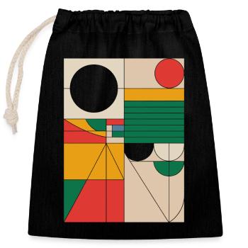 Bauhaus Abstrait Formes Géométriques Oeuvre - Sac cadeau en coton avec cordon (25 x 30 cm) - noir - Devant