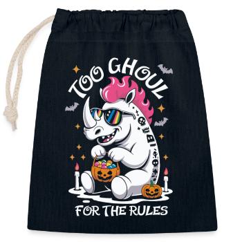 Goule Rhino Halloween Graphique - Sac cadeau en coton avec cordon (25 x 30 cm) - bleu marine - Devant