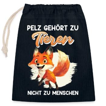 Tierschutz FELL GEHÖRT ZU TIEREN NICHT MENSCHEN - Verschließbarer Geschenkbeutel aus Baumwolle (25x30cm) - Navy - Vorne