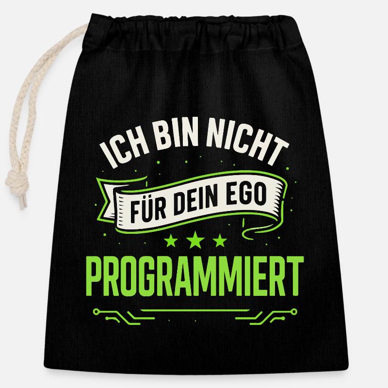 Ich bin nicht für dein Ego programmiert T-Shirt Sp - Verschließbarer Geschenkbeutel aus Baumwolle (25x30cm) - Schwarz