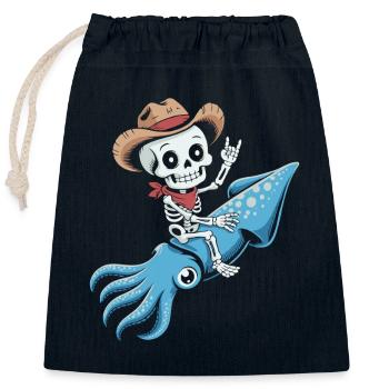 Skeleton cowboy on octopus - Closable cotton gift bag (25x30cm) - navy - Front