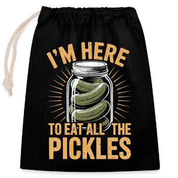 Concombres ici pour manger tous les cornichons - Sac cadeau en coton avec cordon (25 x 30 cm) - noir - Devant