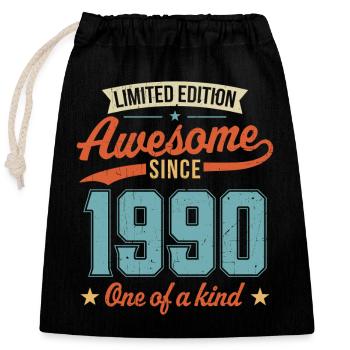Awesome Since 1990 - Closable cotton gift bag (25x30cm) - black - Front