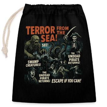 Terreur de la mer Horreur Film Affiche Halloween - Sac cadeau en coton avec cordon (25 x 30 cm) - noir - Devant