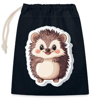 Hedgehog - Closable cotton gift bag (25x30cm) - navy - Front