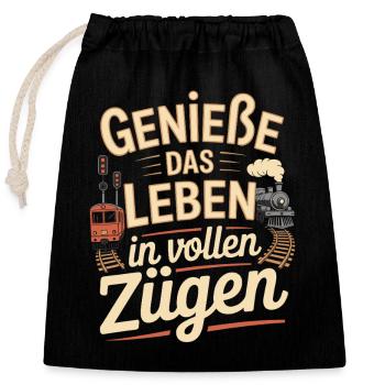 Railway Enjoy life to the fullest Railway - Closable cotton gift bag (25x30cm) - black - Front