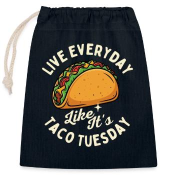 Live Everyday Like It's Taco Tuesday - Closable cotton gift bag (25x30cm) - navy - Front