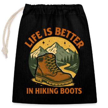 Hiking Boots Hikers - Closable cotton gift bag (25x30cm) - black - Front