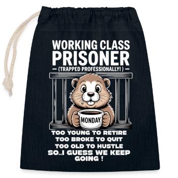 Lundi Trapped Work Drôle Tenue De Travail - Sac cadeau en coton avec cordon (25 x 30 cm) - bleu marine - Devant