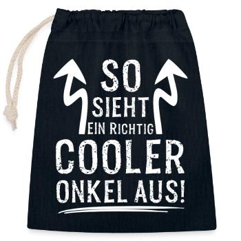 So sieht ein richtig cooler Onkel aus für Schwager - Verschließbarer Geschenkbeutel aus Baumwolle (25x30cm) - Navy - Vorne