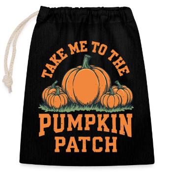 Emmenez-moi au champ de citrouilles - Sac cadeau en coton avec cordon (25 x 30 cm) - noir - Devant