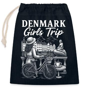 Voyage entre filles au Danemark - Sac cadeau en coton avec cordon (25 x 30 cm) - bleu marine - Devant