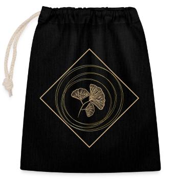 Golden Ginkgo Harmony - Closable cotton gift bag (25x30cm) - black - Front