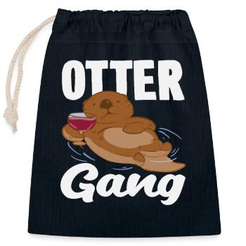 Seeotter Cartoon Bande - Verschließbarer Geschenkbeutel aus Baumwolle (25x30cm) - Navy - Vorne