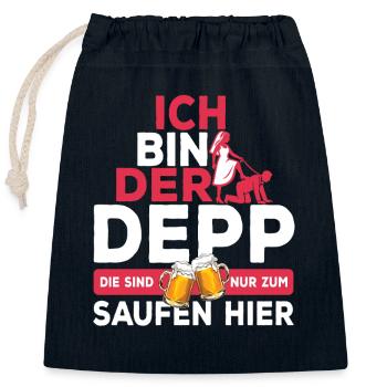 Ich bin der Depp - JGA Team Bräutigam - Closable cotton gift bag (25x30cm) - navy - Front