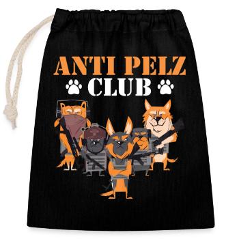 Tierschutz ANTI PELZ CLUB Anti Fur Lustig - Verschließbarer Geschenkbeutel aus Baumwolle (25x30cm) - Schwarz - Vorne