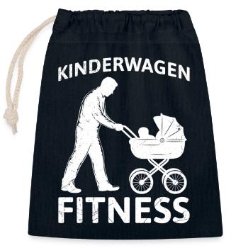 Bald Papa KINDERWAGEN FITNESS LUSTIG - Verschließbarer Geschenkbeutel aus Baumwolle (25x30cm) - Navy - Vorne