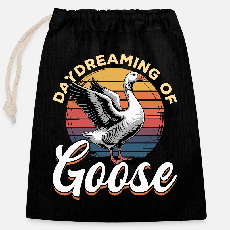 Funny Bird Goose - Verschließbarer Geschenkbeutel aus Baumwolle (25x30cm) - Schwarz