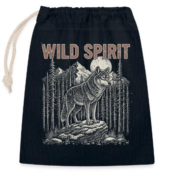Wild Spirit Wolf Mondwald - Verschließbarer Geschenkbeutel aus Baumwolle (25x30cm) - Navy - Vorne
