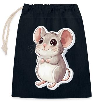Maus - Verschließbarer Geschenkbeutel aus Baumwolle (25x30cm) - Navy - Vorne