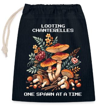 Looting chanterelles | One Spawn at a Time - Closable cotton gift bag (25x30cm) - navy - Front