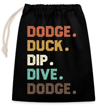 Retro Word Sequence Dodgeball Duck Dip Dive - Closable cotton gift bag (25x30cm) - black - Front