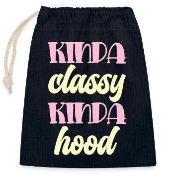 Kinda classy kinda hood Typography - Closable cotton gift bag (25x30cm) - navy - Front