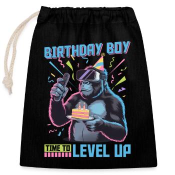 Anniversaire Gamer VR - Sac cadeau en coton avec cordon (25 x 30 cm) - noir - Devant
