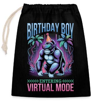 Anniversaire Gamer VR - Sac cadeau en coton avec cordon (25 x 30 cm) - noir - Devant