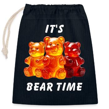 GUMMIBÄREN IT'S BEAR TIME - Verschließbarer Geschenkbeutel aus Baumwolle (25x30cm) - Navy - Vorne