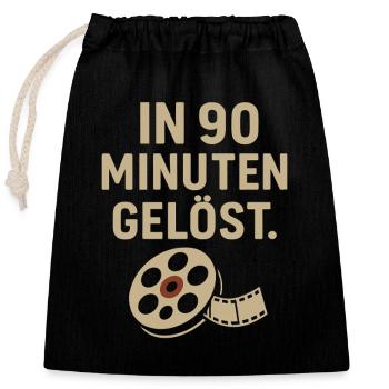 In 90 Minuten gelöst – Lustiges Krimi Shirt  - Verschließbarer Geschenkbeutel aus Baumwolle (25x30cm) - Schwarz - Vorne