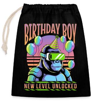 Birthday Gamer VR - Verschließbarer Geschenkbeutel aus Baumwolle (25x30cm) - Schwarz - Vorne