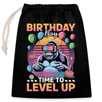 Birthday Gamer VR - Verschließbarer Geschenkbeutel aus Baumwolle (25x30cm) - Schwarz - Vorne