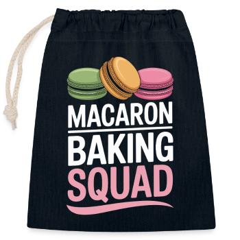 Macaron French Desserts - Closable cotton gift bag (25x30cm) - navy - Front