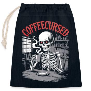 Coffee Cursed Skeleton Brewing Spooky Halloween - Closable cotton gift bag (25x30cm) - navy - Front