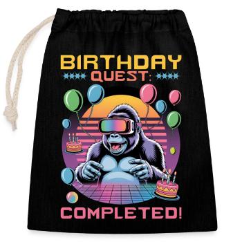 Birthday Gamer VR - Verschließbarer Geschenkbeutel aus Baumwolle (25x30cm) - Schwarz - Vorne