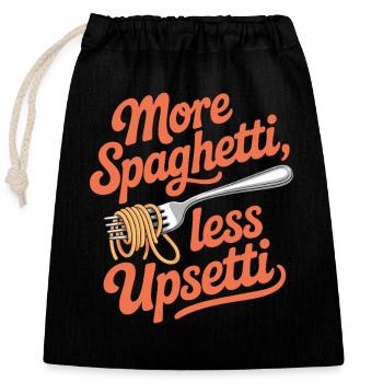 Plus de spaghettis moins de pâtes drôles Upsetti - Sac cadeau en coton avec cordon (25 x 30 cm) - noir - Devant