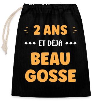 Deux Ans Déjà Beau Gosse - Sac cadeau en coton avec cordon (25 x 30 cm) - noir - Devant