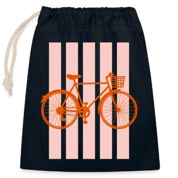 Fahrrad Radler Citybike mit Korb - Verschließbarer Geschenkbeutel aus Baumwolle (25x30cm) - Navy - Vorne