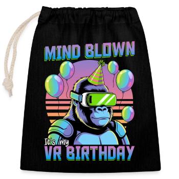 Birthday Gamer VR - Verschließbarer Geschenkbeutel aus Baumwolle (25x30cm) - Schwarz - Vorne