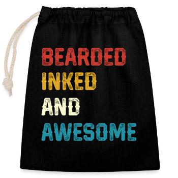 Bearded Inked and Awesome - Closable cotton gift bag (25x30cm) - black - Front