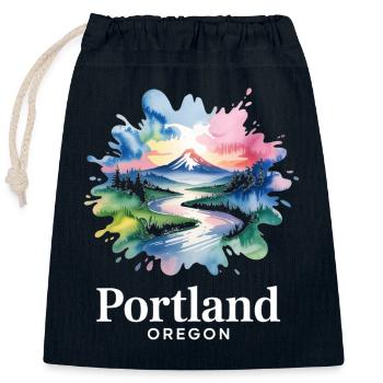 Portland, Oregon: Bunte Naturlandschaft - Verschließbarer Geschenkbeutel aus Baumwolle (25x30cm) - Navy - Vorne